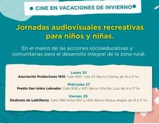 Vacaciones de invierno: jornadas de cine en la zona rural