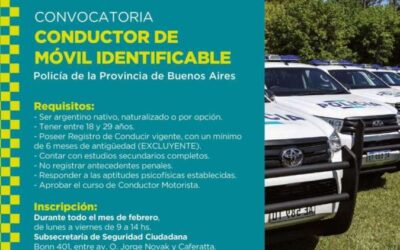 Continúa la convocatoria para chóferes de móviles policiales