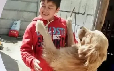 Emotivo reencuentro entre el niño ciego y su perro guía que había sido robado hace días